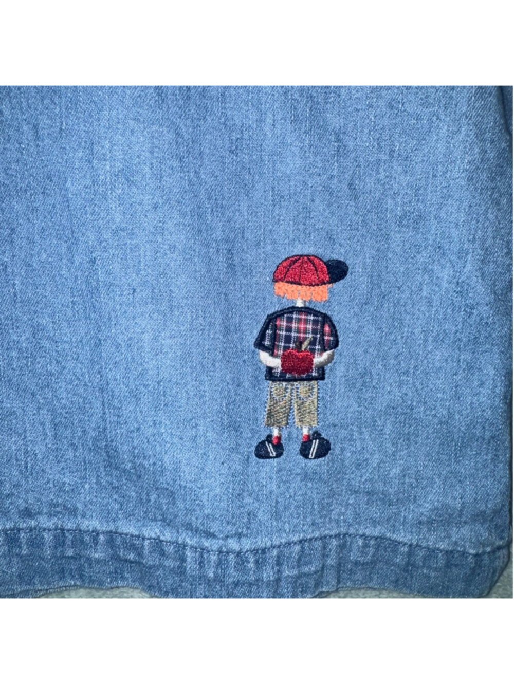 Vintage Christopher & Banks Denim School-Themed Embroidered Vest Sz L Blue Y2K - Picture 6 of 10